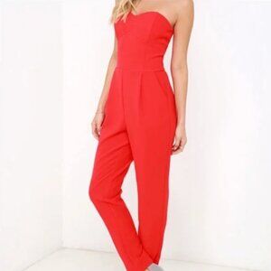 Adelyn Rae Vibrant Red Strapless Jumpsuit